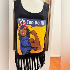 Love Nation Black and Gray Tank Top